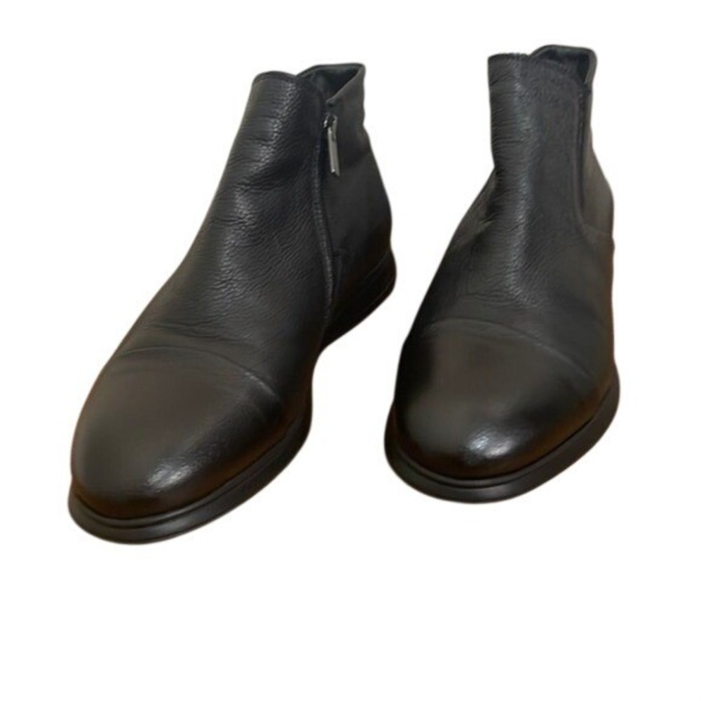 Baldinini Black Leather Faux Fur Lined Side Zip Ankle Boots Women's Size‎ 42